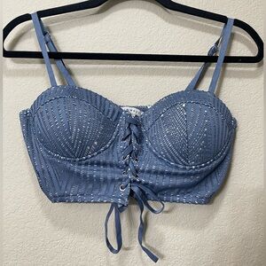 Blue bustier top